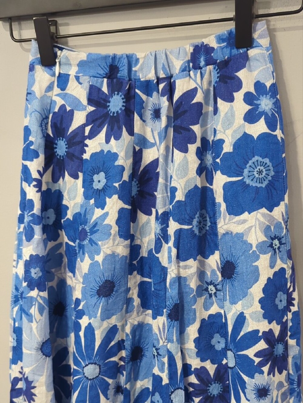DISSH Linen Midi Skirt Blue Floral size 2 image 4